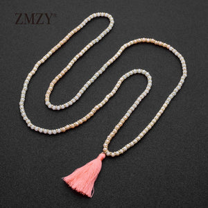 Boho Statement Perline distanziatrici in cristallo sfaccettato Collane con nappe per donne Gioielli con ciondolo lucidi bohémien fatti a mano 