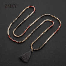 Carica l&#39;immagine nel visualizzatore di Gallery, Boho Statement Perline distanziatrici in cristallo sfaccettato Collane con nappe per donne Gioielli con ciondolo lucidi bohémien fatti a mano 