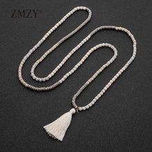 Carica l&#39;immagine nel visualizzatore di Gallery, Boho Statement Perline distanziatrici in cristallo sfaccettato Collane con nappe per donne Gioielli con ciondolo lucidi bohémien fatti a mano 