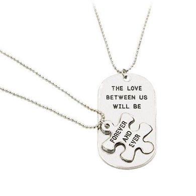 Valentine's D Gift Stitching Couple Necklace the Love Between Us (Color: Silver)