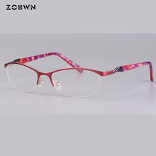 Carica l'immagine nel visualizzatore di Gallery, ZOBWN lenti classiche a forma di farfalla con semicerchio super leggere in acciaio inossidabile rosso nero marrone occhiali da donna da donna per lenti miopia