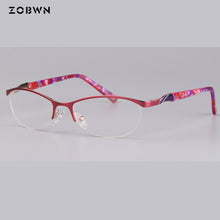 Carica l'immagine nel visualizzatore di Gallery, ZOBWN lenti classiche a forma di farfalla con semicerchio super leggere in acciaio inossidabile rosso nero marrone occhiali da donna da donna per lenti miopia