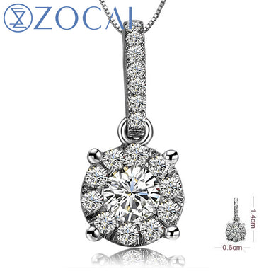BRAND BRILLIANT LOVE 0.3 CT DIAMOND SOLID 18K WHITE GOLD PENDANT PENDANTS 925 STERLING SILVER CHAIN NECKLACE D00003
