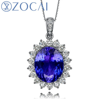 MARCA Blu di fascino Tanzanite da 3,0 CT 0,4 ct DIAMANTE Ciondolo in oro bianco massiccio 18K COLLANA A CATENA IN ARGENTO 925 STERING D03915 