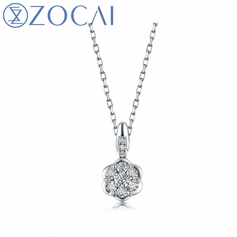 Collana con diamanti di marca Ciondolo in oro 18 carati con diamante certificato reale da 0,11 CT con catena in argento 925 in regalo 