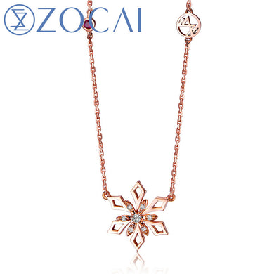 Brand Necklace ICE and FIRE Series 0.03 ct real diamond with 0.02 Ct real ruby 18K rose gold necklace JBD90108T