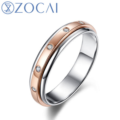 Brand Ring 0.04 CT Real Diamond Dual Color 18K White Gold & 18K Rose Gold (Au750) Wedding Women Ring Q00967B