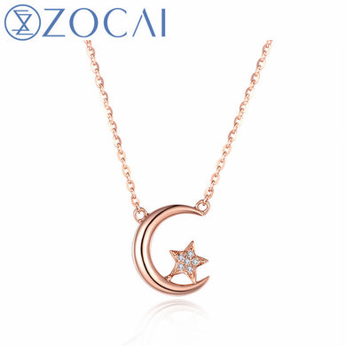 Brand design diamond necklace real natural certified 0.01 CT Rose 18K gold (AU750) pendant 925 Silver Chain D05002