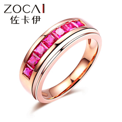 Design Ring Au750 18K rose gold 0.9 CT certified Genuine ruby ring gemstone jewelry ring