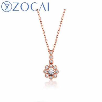 Fine Jewelry Necklace Real Total 0.18 CT Diamond 18K Rose Gold (Au750) Wedding or Gift Necklace D80108T