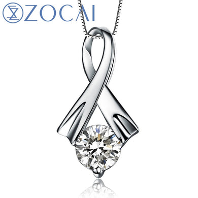 Grace Real Natural 0.23 ct I-J / SI Diamond Solid 18K White Gold Pendant with 925 Sterling Silver Chain Necklace D00187