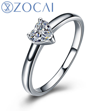 Heart Shape 18K White Gold (Au750) Real 0.18 CT F-G/ SI Heart Cut Diamond Engagement Ring W03672