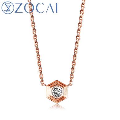 Necklace The Honeycomb Series Real 0.10 CT Diamond 18K Rose Gold (Au750) Necklace JBD00396