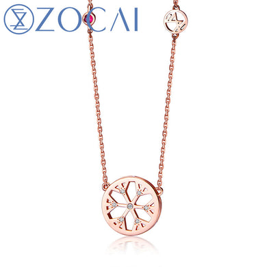 New Arriva lCE and FIRE Series 0.02 ct real diamond with 0.01 Ct real ruby 18K rose gold necklace JBD90105T