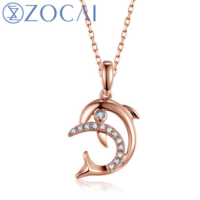 New Arrival Real 0.05 CT Certified H / SI Diamond Pendant 18K rose Gold (Au750) 925 Silver Chain D04857