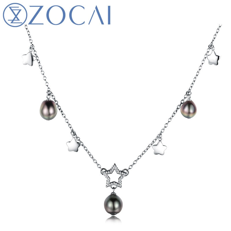 New Arrival Romantic 20 inch length Real 925 Sterling 8-9 cm Black Pearl Necklace ZZ0032
