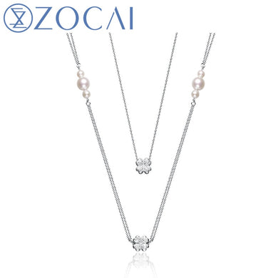 New Arrival Romantic 30 inch length Real 925 Sterling 10-11 cm Pearls Four Leaf Clover Necklace ZZ0031