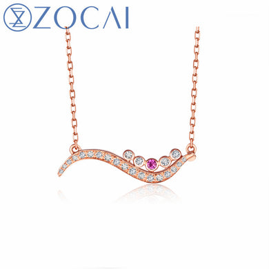 New Arrived Line Necklace Lesten 18K Rose Gold (AU750) 0.12ct Diamond 0.01ct Ruby Necklace