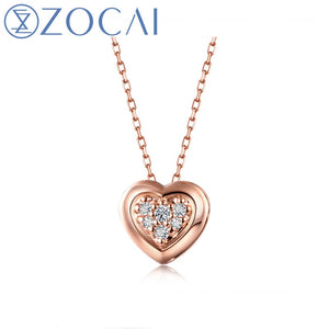 Collana nuovo arrivato Ciondolo con diamante H / SI certificato da 0,10 CT reale Oro rosa 18 carati (Au750) Catena in argento 925 D80119T 
