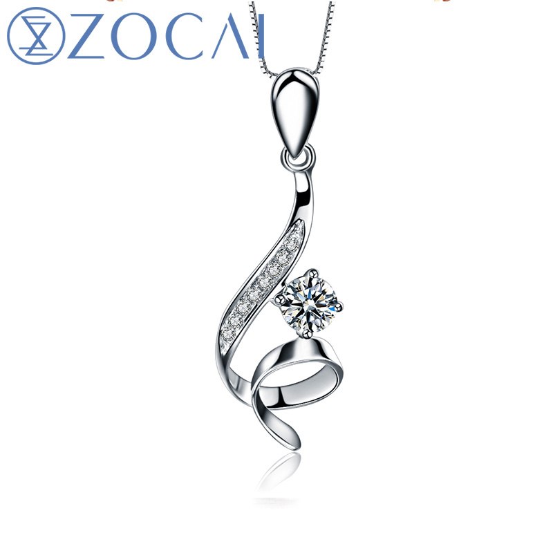 Obsession 0.22 CT Certified H / SI Diamond Solid 18K White Gold Pendant (Au750) with 925 Silver Chain Necklace D00028