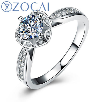 REAL 18K WHITE GOLD GENUINE 0.28 CT CERTIFIED DIAMOND F-G/SI DIAMOND ENGAGEMENT RAMANTIC HEART SHAPE RING W05264