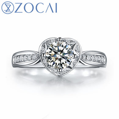 REAL 18K WHITE GOLD GENUINE 0.28 CT CERTIFIED DIAMOND F-G/SI DIAMOND ENGAGEMENT RAMANTIC HEART SHAPE RING W05264