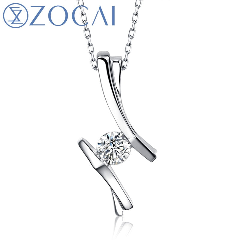 PENDENTE IN ORO BIANCO SOLIDO 18K CON DIAMANTE REAL ME CERTIFICATO H / SI DA 0,08 CT/0,13 CT + COLLANA A CATENA IN ARGENTO 925 D00026 