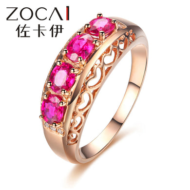 Ring 18K rose gold ruby gemstones 1.0 Ct certified Genuine Ruby ring with 0.024 ct diamond ruby ring