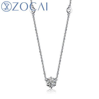 Round Shape Real 0.30 CT H / SI Certified Diamond Necklace in 18K White Gold (Au750) D80066T
