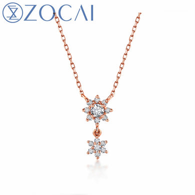 Style Choker Sun Flower Real 0.08 CT Certified H / SI Diamond 18K rose Gold (Au750) Necklace D80109T