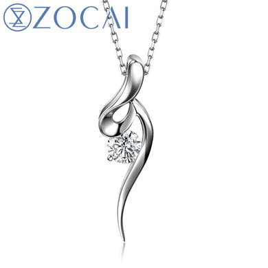 Style choker Real 0.05 CT Certified H / SI Diamond Pendant 18K white Gold (Au750) 925 Silver Chain D00370