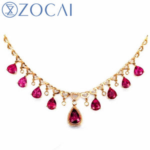TOP LUXURIOUS SERIES BRAZIL RED TOURMALINE 15.0 CT RED TOURMALINE WITH 0.45 CT DIAMOND SIDE STONES 18K ROSE GOLD NECKLACE