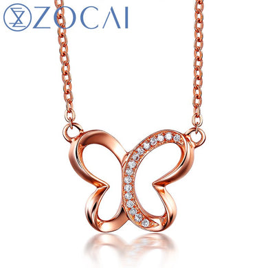 butterfly 0.03 ct natural genuine diamond 18K rose gold necklace 18K rose gold chain necklace fine jewelry D04734