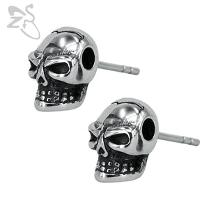 2018 Vintage Skull Stud Earrings Fashion Stainless Steel Punk Jewelry for Men Women Small Hop Ear Stud Jewellry Gifts