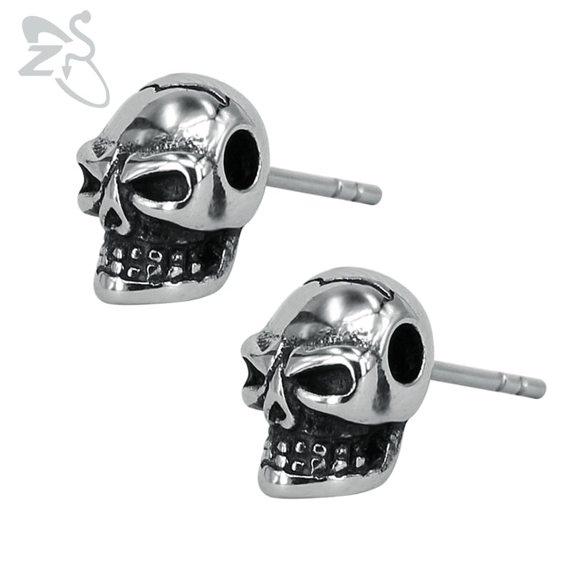 2018 Vintage Skull Stud Earrings Fashion Stainless Steel Punk Jewelry for Men Women Small Hop Ear Stud Jewellry Gifts