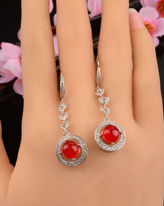 ZT Classic Exquisite Atmosphere Hanging Ear Incoming Luxury Craft New 925 Silver Red Chalcedony Jewelry Earrings For Women Party