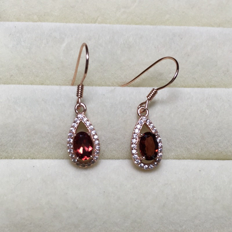 ZT Classic High Quality Natural Garnet Earrings 925 Sterling Silver Fire Explosion Beautiful Earrings Jewelry For Women Party