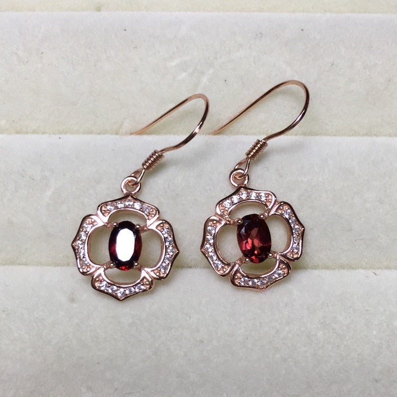 ZT Classic High Quality Natural Garnet Earrings Wonderful Gemstone Gift For Women Anniversary 925 Sterling Silver Jewelry