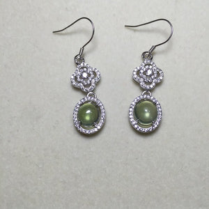 ZT Classic Inlaid Hot Models Natural Prehnite Stone Earrings Look Beautiful 925 Sterling Silver Jewelry Earrings For Women Gift