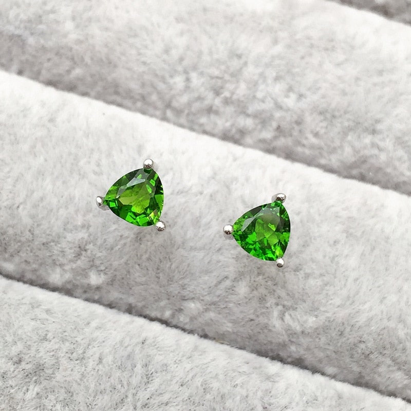 ZT Classic Wedding Earrings Natural Green Diopside Earrings 925 Sterling Silver Inl Hot Classic Timeless Women Earring Jewelry