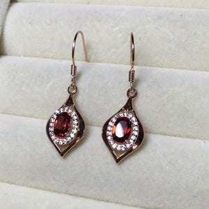 ZT Classic Wedding High Quality Natural Garnet Earrings 925 Stering Silver Fire Explosion Beautiful Earrings Jewelry For Women