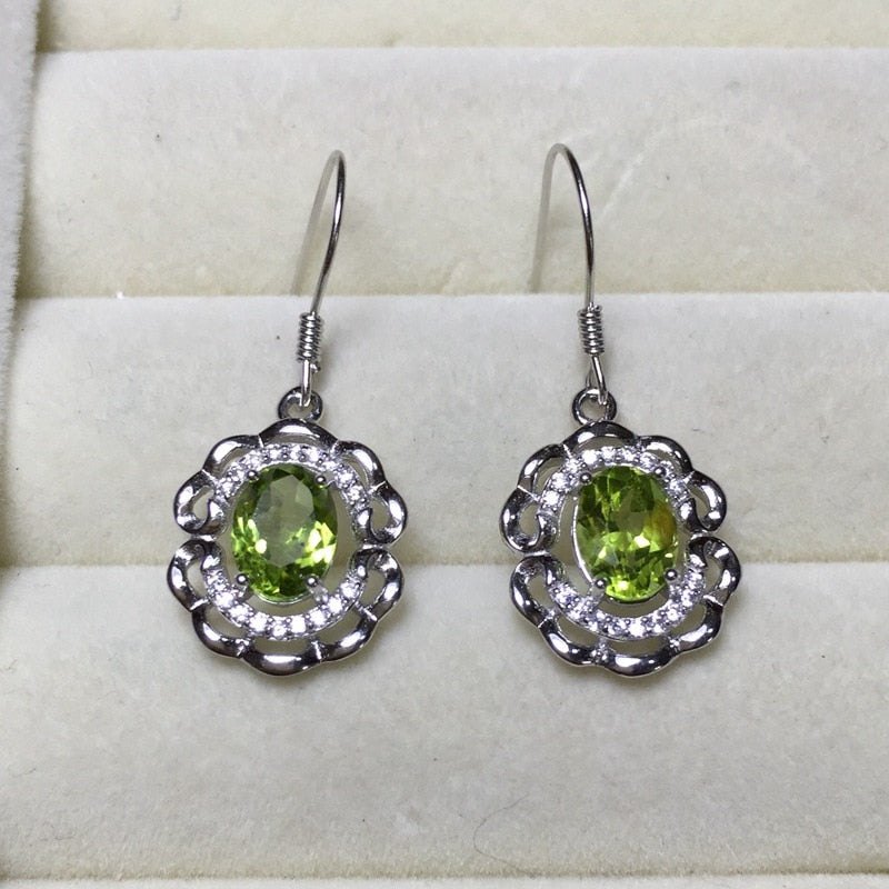 ZT Deluxe Fashion 925 Sterling Silver Earrings Inl Green Peridot Wholesale New Pretty Good Mood Earring Jewelry For Women Gift