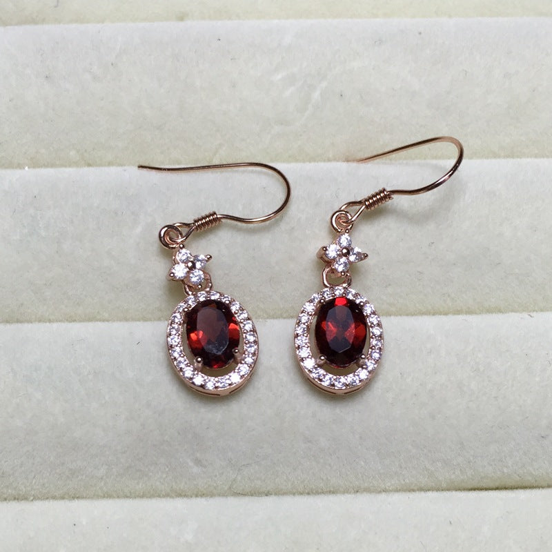 ZT Fashion High Quality Natural Garnet Earrings Fire Explosion Beautiful Earrings Jewelry 925 Sterling Silver Earring For Women
