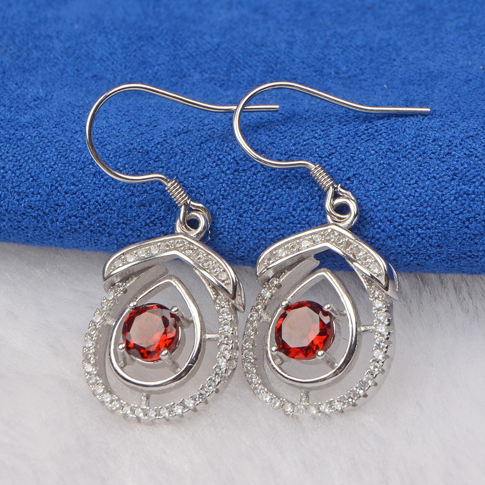 ZT Romantic Wheat Sale 925 Sterling Silver Earrings Natural Red Carnelian Ear Hanging Supplier Earring Jewelry For Women Gift
