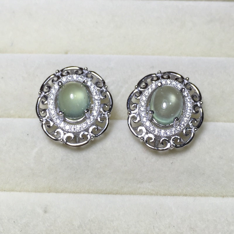 ZT Super Rich European Style Natural Prehnite Earrings 925 Sterling Silver Suitable For Women Jewelry Earring Party Gift