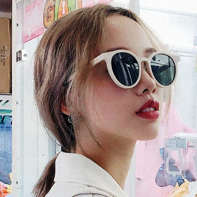 ZUEE Retro Round Sunglasses Men Glasses Female Trendy White Polarized Large Frame Sunglasses Shades for Women