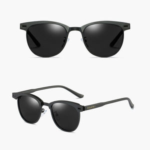 ZUEE Half-Frame Metal Sunglasses Men's and Women's Polarized Sunglasses UV400 Anti-Glare Sunglasses Retro Eyewear Accessories