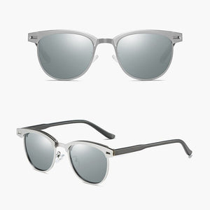ZUEE Half-Frame Metal Sunglasses Men's and Women's Polarized Sunglasses UV400 Anti-Glare Sunglasses Retro Eyewear Accessories