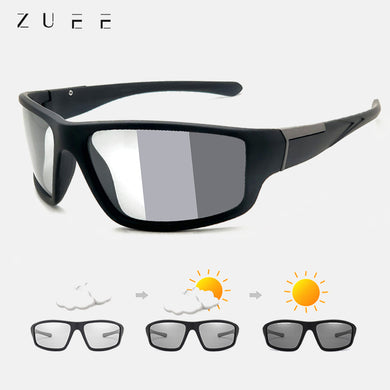 ZUEE Men Photochromic Sunglasses Matte Black Sports Goggles Women Color Changing Polarized Driving Sun Glasses Shades For Women