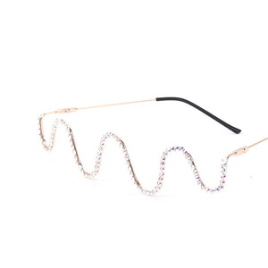 ZUEE Wave Diamond Steampunk Sunglasses Frames Sunglasses Frames Rhinestone Eyeglasses Frames For Women Men Eyewear Decoration
